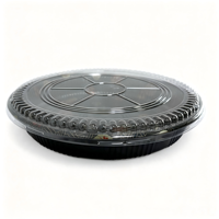 Emballage alimentaire jetable de qualité supérieure pour supermarchés, barquette ronde en PET de qualité alimentaire pour sushis, plateau de fête personnalisable avec logo
