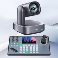 Cámara de conferencia PTZ 4K con zoom óptico 12X y controlador de joystick 4D para transmisión de iglesia de conferencias POE NDI