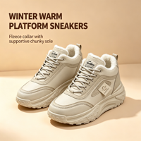 Baskets d'hiver pour femmes en polaire, à plateforme épaisse, intérieur chaud et doux, semelle synthétique antidérapante, pour la marche en extérieur et le skateboard
