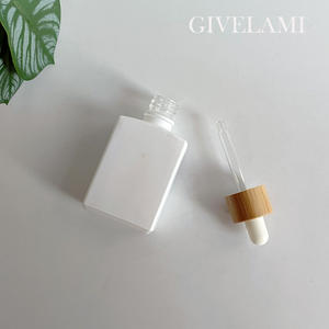 ขวดบรรจุภัณฑ์เครื่องสำอาง 15 มล. 30 มล. 50 มล. 100 มล. ทรงเหลี่ยม สีขาวด้าน ทำจากแก้ว สำหรับน้ำมันหอมระเหย พร้อมฝาไม้ไผ่ - Product Image 5