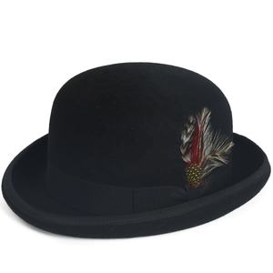 Chapeaux melon formels en feutre de laine rigide pour hommes et femmes, chapeau derby, chapeau fedora d'église - Product Image 3