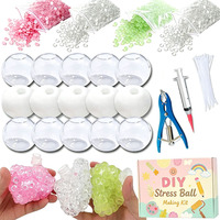 Kit de fabrication de balles anti-stress DIY avec garnitures, 15 balles anti-stress, peaux de balles anti-stress, kit de fabrication de balles moelleuses, kit d'artisanat DIY, balles anti-stress faites à la main