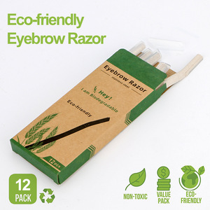 WELLFLYER EYRA-129 12pcs paille de blé <span class=keywords><strong>tondeuse</strong></span> à sourcils en acier inoxydable matériau écologique sourcils dégradable eybr - Product Image 3
