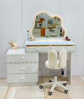 Nouvelle Table de Maquillage de Luxe Moderne en Bois 2026 pour Salon, Ensemble Coiffeuse avec Miroir sur Pied pour Chambre à Coucher