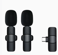 Lavalier mikrofon tanpa kabel, untuk Streaming langsung/YouTube/TikTok/Facebook Mic pengurang kebisingan langsung untuk IPhone/Android
