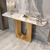 Nouvelle Table de Foyer en Marbre de Style Chinois Long Couloir Table Console Murale pour Entrée Lobby Club Décoration Fin Vue Table