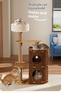 Sıcak satış çok katmanlı kedi ağacı ağacı ile delik <span class=keywords><strong>Pet</strong></span> yatak yıl yuvarlak All in One aşınmaya dayanıklı kedi ağacı keçe yatak <span class=keywords><strong>Pet</strong></span> kedi Scratcher - Product Image 6