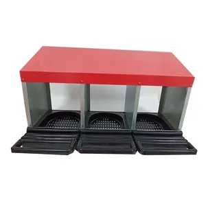 3 Compartment Roll Out Chicken Metal Nesting Box Chicken Coop and Poultry with Lid Cover