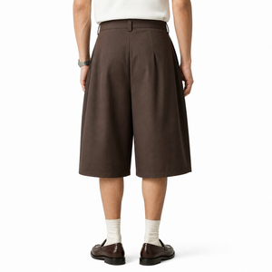 Pantalones Cortos <span class=keywords><strong>de</strong></span> <span class=keywords><strong>Vestir</strong></span> para Hombre, Plisados, Marrones, <span class=keywords><strong>de</strong></span> Pierna Ancha, Corte Holgado, Estilo Vintage, Personalizados - Product Image 2