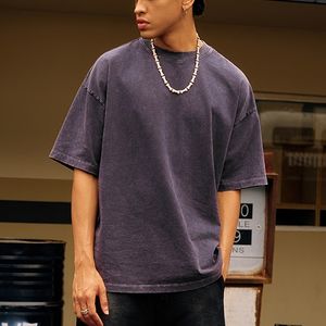 T-<span class=keywords><strong>shirt</strong></span> pour homme de haute qualité, style streetwear, coupe ample, ourlet brut, col rond, manches courtes, ourlet rond, surdimensionné, OEM - Product Image 2