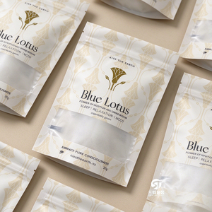 Sachets de thé à fleurs imprimés avec logo personnalisé, impression UV, feuille d'or, sachets refermables avec fenêtre pour emballage de thé aux herbes et aliments - Product Image 2