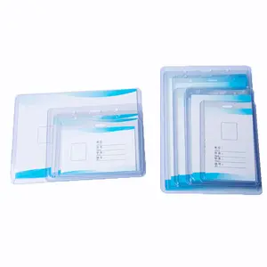 PVC 하드 카드 슬리브 투명 하드 고무 커버 끈 작업 카드 홀더