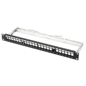 UTP FTP 24 ports, panneau de raccordement classique Keystone vierge avec barre et fil de terre