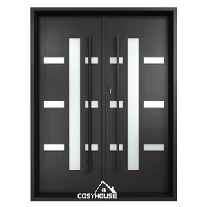 Puerta Principal Exterior de Hierro de Estilo Americano, Puerta Doble Moderna con Rejilla de Hierro, Últimos Diseños de Arcos, Puertas de Hierro Forjado para Casas - Product Image 6