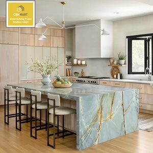 CBMmart Cuisine complète de luxe avec plan de travail en marbre, armoires en contreplaqué de haute qualité, fermeture amortie et plateau en quartz - Product Image 1