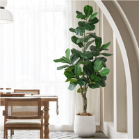 Plante artificielle réaliste en plastique de grande taille, Ficus lyrata, pour décoration intérieure d'hôtels et restaurants, plante verte en pot