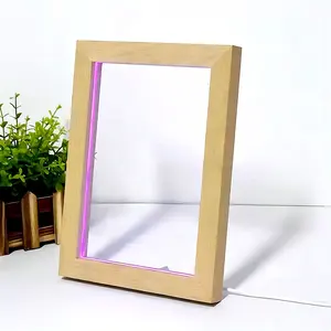 Wood Acrylic Led Lamp Frame Rgb Frame Light Wooden Photo Frame With Led Light Base