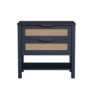 Rattan Nightstand With 2 Drawers Storage Shelf Boho <b>Bedside</b> <b>Table</b> For Bedroom - Product Image 1