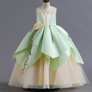 Grenouille Prince Princesse <span class=keywords><strong>Robe</strong></span> Sans Manches Style Long Halloween Princesse <span class=keywords><strong>Tiana</strong></span> <span class=keywords><strong>Robe</strong></span> - Product Image 2