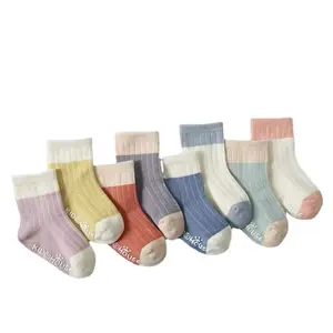 Fuyu Wholesale Newborn Infant Spring Autumn Cute Color Socks Breathable Cozy Socks Baby Cotton
