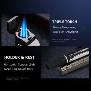 Encendedor de Gas Butano Portátil Recargable a Prueba de Viento con 4 Jets, para Cigarros y Cigarrillos, con Logotipo Personalizado, Regalos Promocionales de Plástico - Product Image 4
