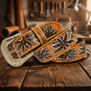 Hebilla Cuadrada de Cuero con Diseño Floral, Hecha a Mano, Ecológica, Impermeable, de Acero, Multifuncional, Estilo Casual Vintage para Hombre, Perfecta - Product Image 2