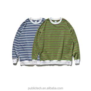 New Arrival Men's Custom Logo O-Neck Autumn Style Wholesale Fashion High Quality 320 GSM Cotton Stripe Pullover Sweatshirts - Product Image 3