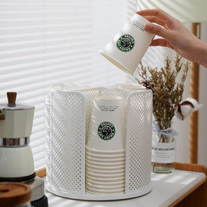 360度旋转一次性咖啡杯分配器 可旋转纸杯架 4格纸杯收纳盒 - Product Image 2