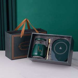 Juego de regalo de taza de temperatura constante de 55 grados cálida de cerámica taza de café estilo <span class=keywords><strong>Ins</strong></span> con caja de regalo y cuchara - Product Image 2