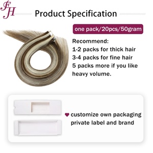 Cinta Adhesiva de Color FH Highlight en Extensiones de Cabello Humano Chino 10A con Cinta de Doble Cara - Product Image 4