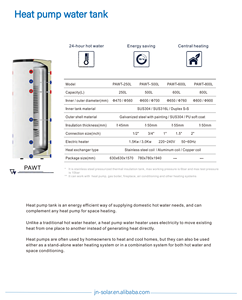 Système de pompe à chaleur air-<span class=keywords><strong>eau</strong></span> à économie d'énergie avec réservoir tampon d'<span class=keywords><strong>eau</strong></span> sous pression en acier inoxydable SUS304 isolé en mousse PU de 100L, <span class=keywords><strong>200L</strong></span>, 300L - Product Image 3
