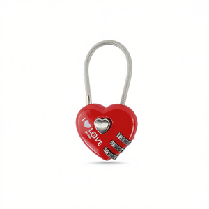 Candado de Combinación de Alambre de Acero Rojo en Forma de Corazón para Kits de Viaje - Product Image 1