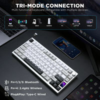 Clavier mécanique YUNZII AL80, clavier sans fil RGB, 75% aluminium, échangeable à chaud, clavier de jeu tri-mode avec écran LCD