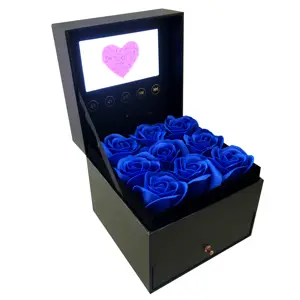 Upload Your Video Lcd Screen Box For Artificial Preserved Long Lasting Roses