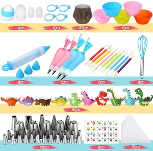 Kit de décoration de gâteaux de 225 pièces : Ensemble de pâtisserie, embout de décoration russe, bordure de gâteau dinosaure, moules en papier, outils de sucre pour le modelage, kit de décoration de gâteaux. - Product Image 5