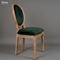 Chaise Louis rembourrée pour événements de mariage, chaise de salle à manger à dossier rond de style français avec coussin en tissu pour mobilier de banquet de luxe