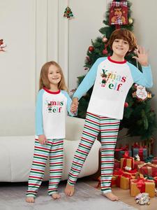 Pijamas Navideños Personalizados para Familias, con Estampado de Rayas de Manga Larga, para Mamá, Hija, Papá e Hijo, Impresión Bajo Demanda - Product Image 3