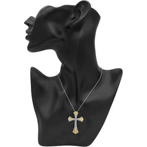 Collier pendentif croix en diamant 1,07 carats de poids total, taille ronde, plaqué or jaune sur argent sterling, serti à griffes, bijoux religieux - Product Image 5