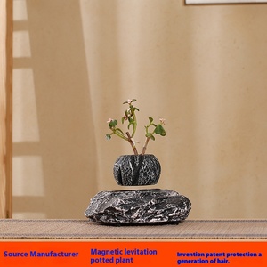 <span class=keywords><strong>Pot</strong></span> <span class=keywords><strong>de</strong></span> fleurs numérique à lévitation magnétique en plastique pour bureau, <span class=keywords><strong>mini</strong></span> bonsaï, ornements verts, pots intelligents Feng Shui - Product Image 3