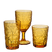 Samyo Verrerie personnalisée en relief mariage Noël wapiti ambre multicolore vintage verre à gobelet verres à vin rouge set