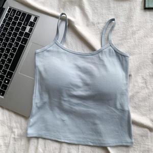 Débardeur court pour <span class=keywords><strong>femme</strong></span> à <span class=keywords><strong>col</strong></span> en <span class=keywords><strong>V</strong></span>, en coton élastique à séchage rapide, avec coussinet de poitrine intégré, sans manches, coupe ajustée - Product Image 6