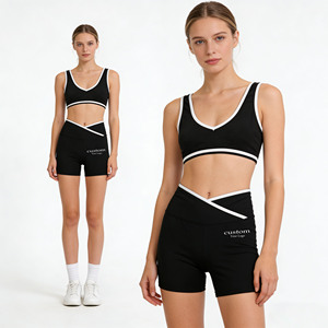 <span class=keywords><strong>Ensemble</strong></span> de <span class=keywords><strong>sport</strong></span> pour femmes : Legging évasé taille haute et brassière élastique, personnalisable avec logo, idéal pour la gym, le fitness et le yoga (2 pièces) - Product Image 2