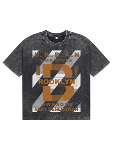 ODM OEM Custom <b>Black</b> Acid Wash Breathable Cotton Men's T-<b>Shirts</b> Oversized Letter DTG Print High Quality <b>Tees</b> for Wholesale - Product Image 1