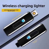 Briquet électronique portable rechargeable coupe-vent à bouton-poussoir, design minimaliste moderne, en métal tendance et fin