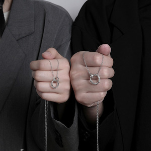 Kragen Pareja Romantischer Kreis <span class=keywords><strong>Ring</strong></span> der Dornen Zirkon Anhänger Paar Halskette für Liebhaber Männer Frauen Halsketten Valentinstag Geschenk - Product Image 2