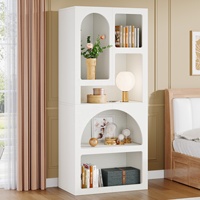 Meuble de salon moderne en bois de 70,9 pouces, blanc, avec 5 étagères et un présentoir