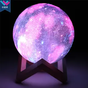 Красочные 3D принт с изображением Луны и звезд, лампы для домашнего декора рождественские подарки 16 видов цветов Пульт дистанционного управления 3D принт светодиодный ночник звезды Галактики лампа