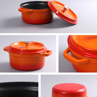 Casserole en fonte émaillée ronde de haute qualité rouge orange bleu 22/24/26/28 cm avec couvercle pour la cuisine, la cuisson, les ragoûts et les soupes