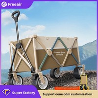 Chariot de camping pliable en métal avec roues tout-terrain, capacité de 500 L, chariot portable d'extérieur personnalisable, poignée télescopique, modèle OEM/ODM