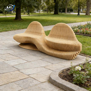 Banco de Patio Moderno con Forma de Ola, Muebles de Madera Maciza para Jardín, Oficina, Centro Comercial y Espacios Públicos - Product Image 6
